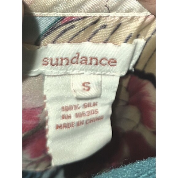 Sundance Silk Tiered Coquette Blouse Size Small 3/4 Sleeves Butterfly Floral - Picture 2 of 5